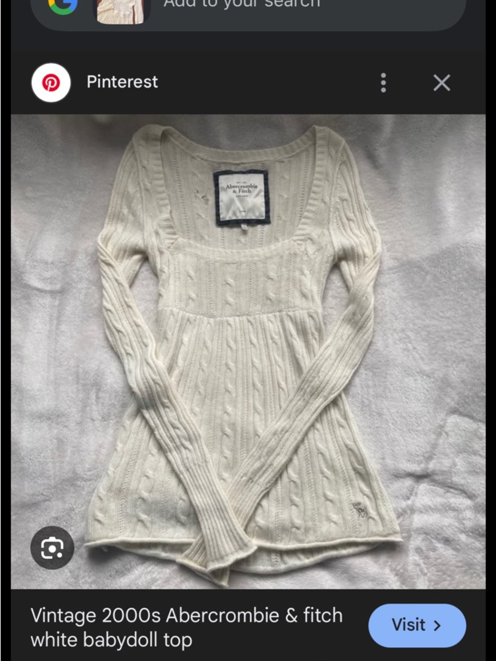 Cream Scoop Neck Cable Knit Women's Sweater RARE